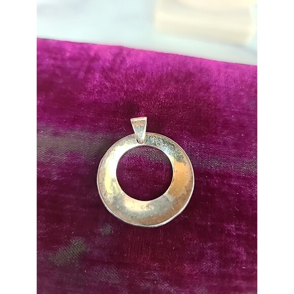 925 Hammered Circular Pendant Vintage - Picture 4 of 10